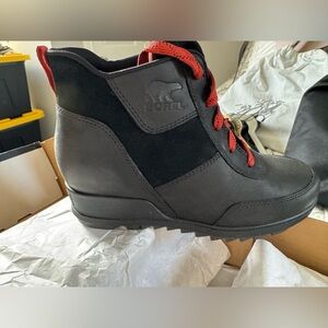 Sorel Black Boots with Red Accents